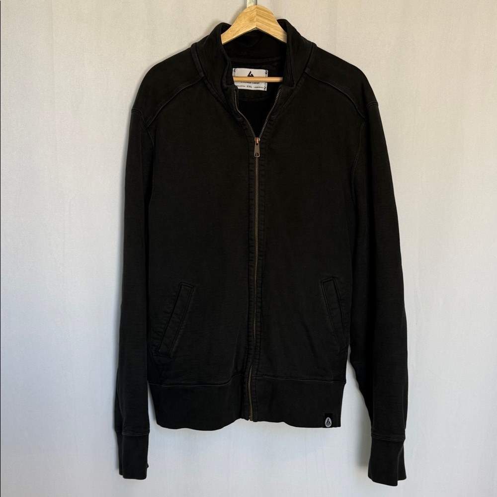 American Giant Sweatshirt Men's 2XL Black Fleece Full Zip Mock Neck Made In USA